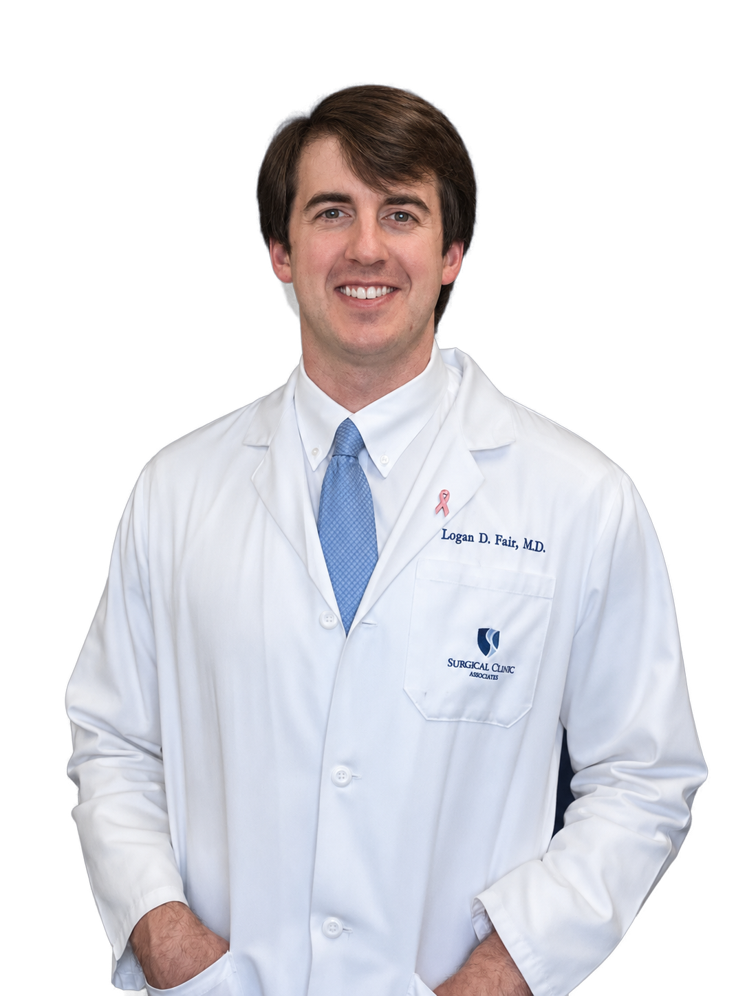 Portrait of Logan D. Fair, MD, in a white coat